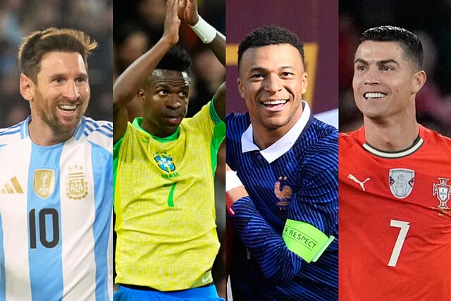 Iconic LEGO Collection featuring Messi, CR7, Mbapp�, and Vini