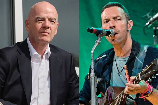Gianni Infantino and Coldplay's frontman Chris Martin.