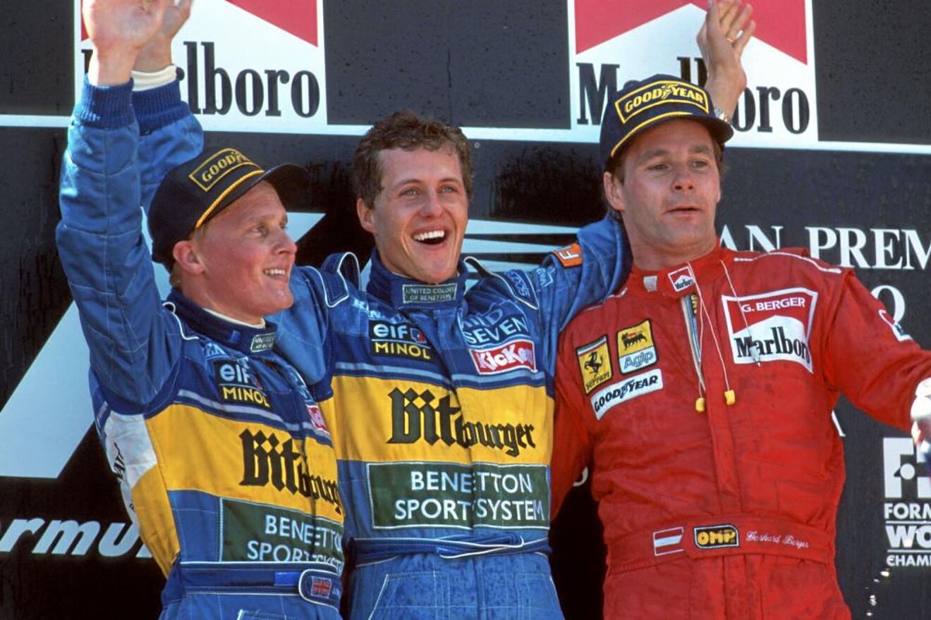 Michael Schumacher, with Herbert and Berger.