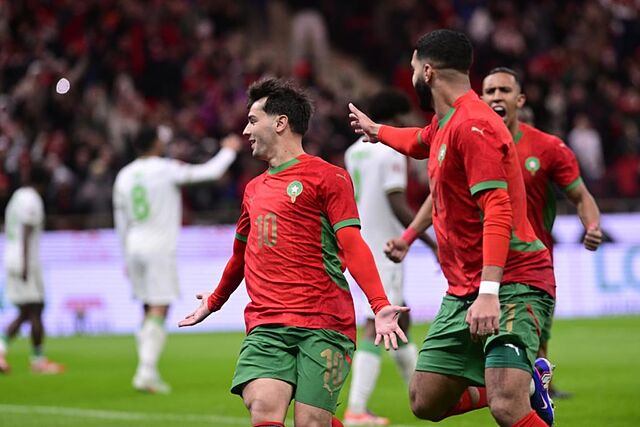 La selecci�n de Marruecos celebra un gol en la pasada Copa de Africa