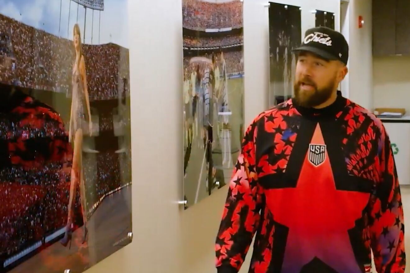 Travis Kelce beamed in the delight at the Taylor Swift image on the...