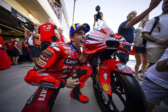 Marc M�rquez, con su Ducati GP25, de rojo.