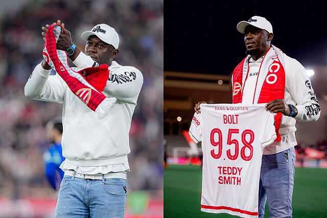 Usain Bolt, con la camiseta del M�naco.