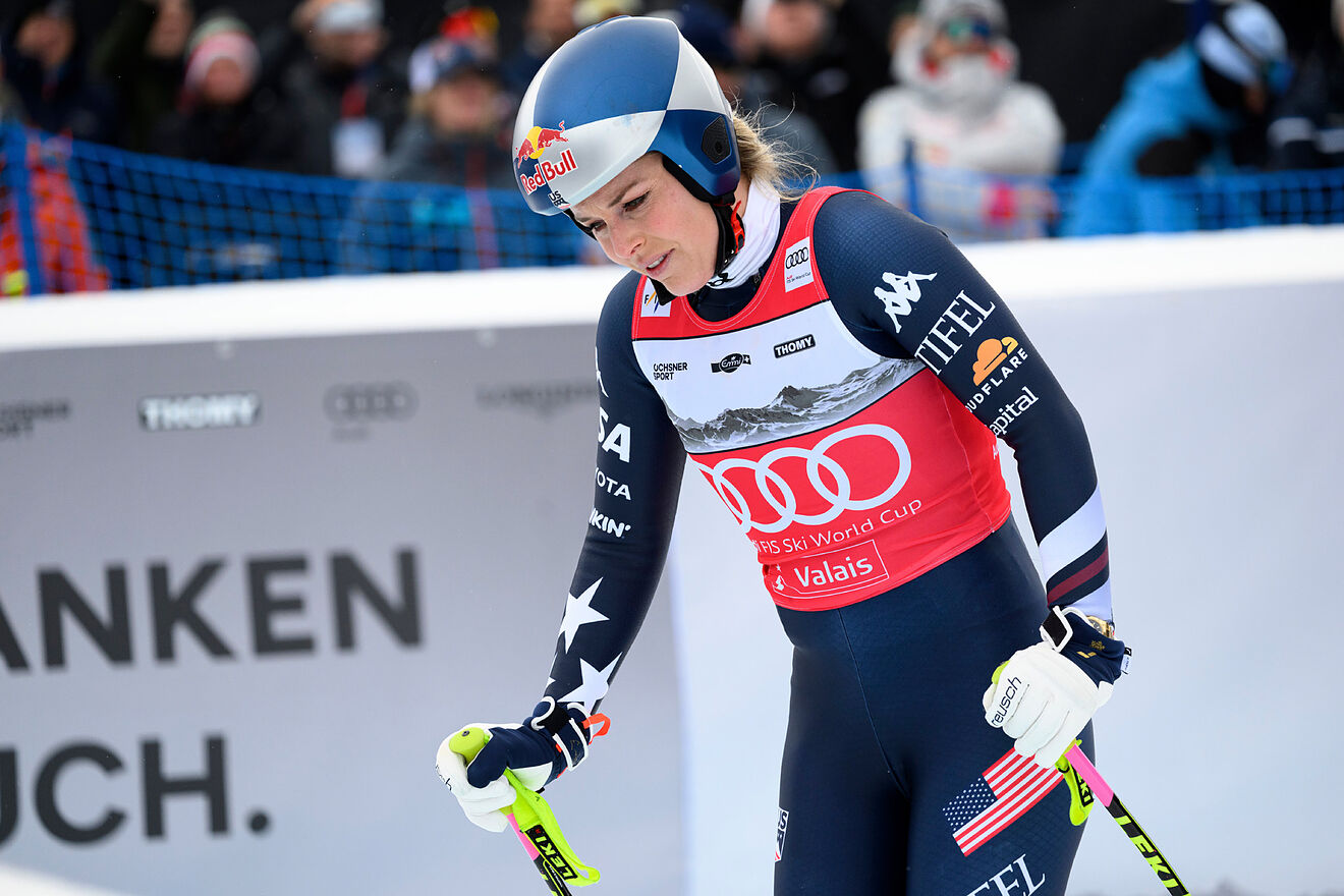 Lindsey Vonn crashed during her run in Crans-Montana, Switzerland, but...