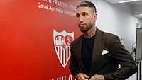 Sergio Ramos, el d�a de su presentaci�n como jugador del Sevilla.
