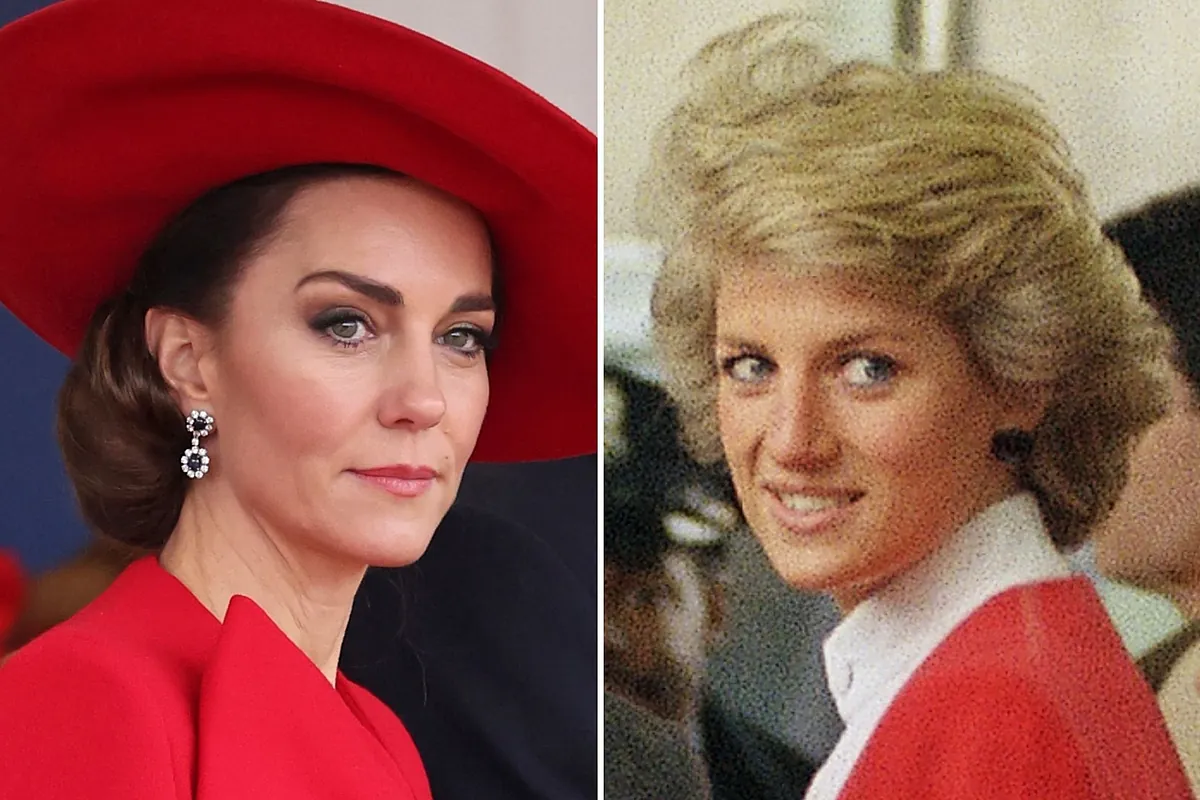 Kate Middleton kneels before a war veteran echoing one of Princess Diana's iconic moments