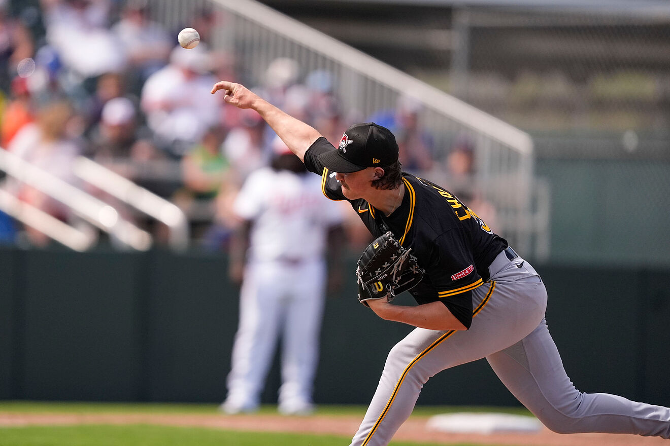 Pittsburgh Pirates pitcher Bubba Chandler delivers in the third inning...