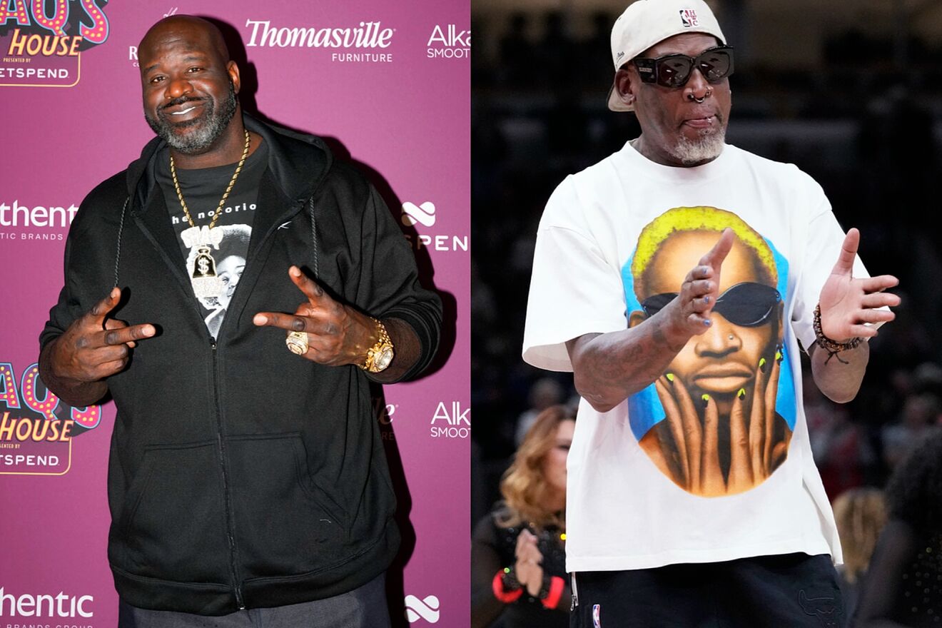 Shaquille O'Neal (L) still remembers Dennis Rodman's "foul play."