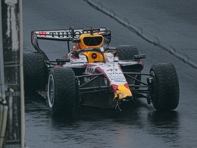 El RB de Lindbald, tras el accidente en Suzuka.