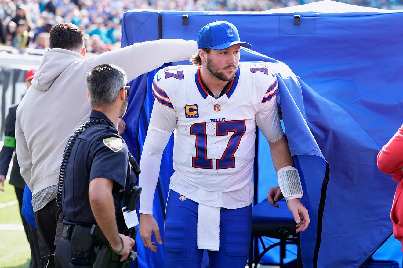 Josh Allen went to the medical tent several times during the game...