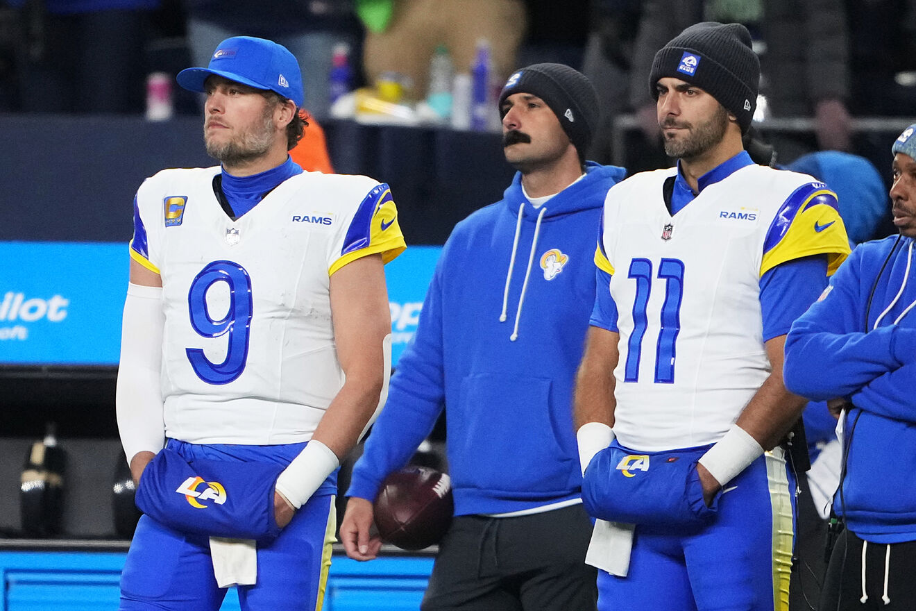 Matthew Stafford watches on