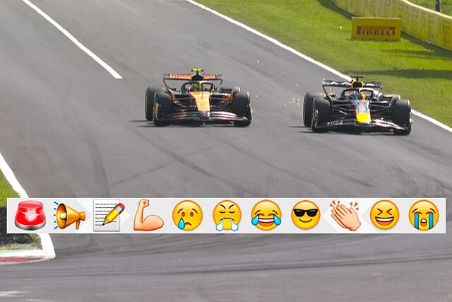 Verstappen, en el momento de pasar a Norris en la vuelta 4 del GP de Italia.