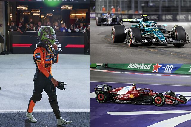 Norris, Alonso y Hamilton, durante el transcurso del Gran Premio.