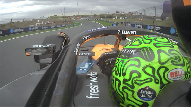 Norris, en el momento de la rotura de su McLaren.