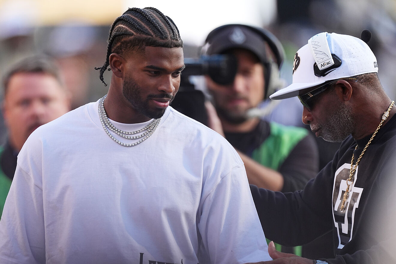 Shedeur (left) and Deion Sanders (right)