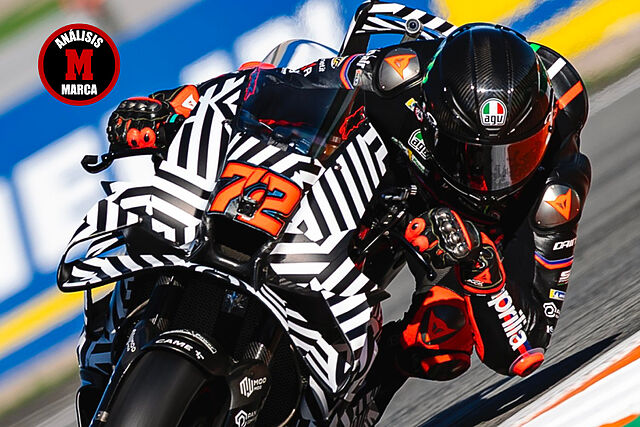 Bezzecchi, con la Aprilia 'cebra'.