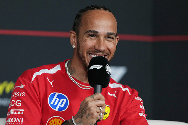 Hamilton, en la rueda de prensa.