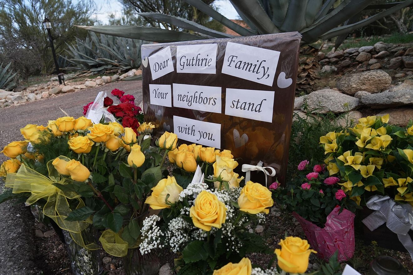 Flowers outside of Nancy Guthrie's home.