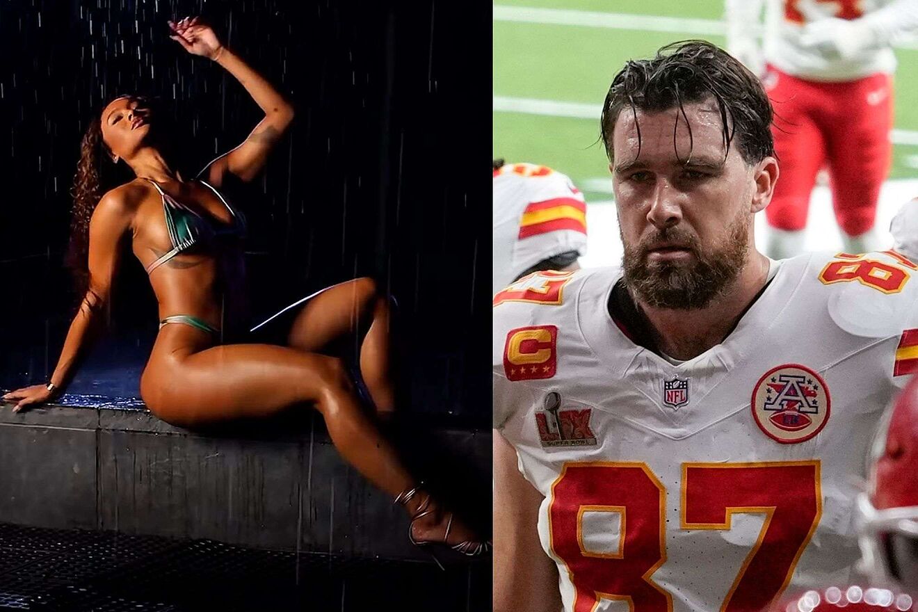 Travis Kelce's ex Kayla Nicole gets drenched in a steamy ad for Fenty...