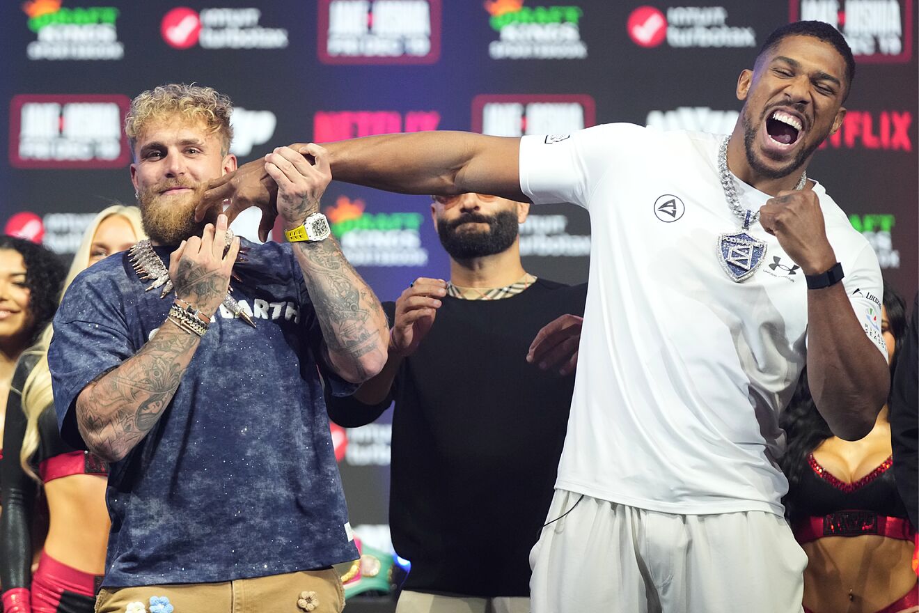 Jake Paul and Anthony Joshua joke around their final face-off before...