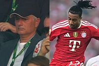 Mourinho, viendo el partido, y Olise, disput�ndolo.
