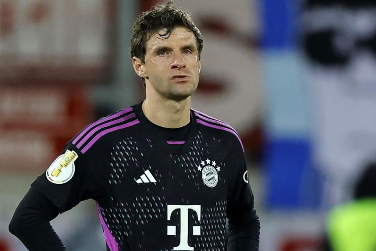 Thomas M�ller, durante el encuentro de Copa alemana.