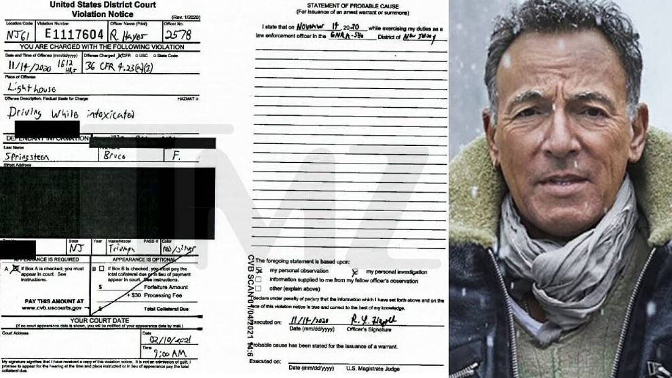Bruce Springsteen 'swayed and reeked of alcohol' according to police report