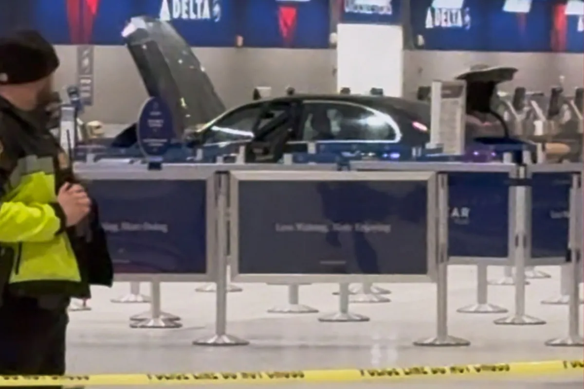 A Detroit Lions fan crashes his car in a kamikaze maneuver at the city's airport