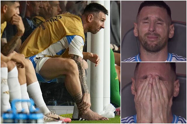 Un montaje con varias im�genes de Messi, desolado, en el banquillo en la final de la Copa Am�rica.