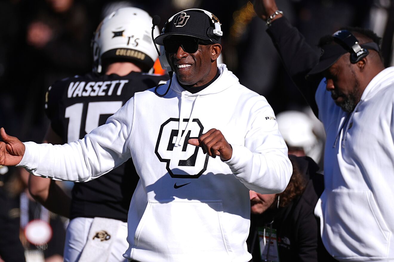 Deion Sanders during Colorado's win over Oklahoma State.