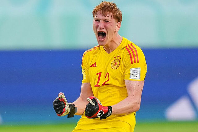 Heide celebra uno de los goles de Alemania ante Argentina.