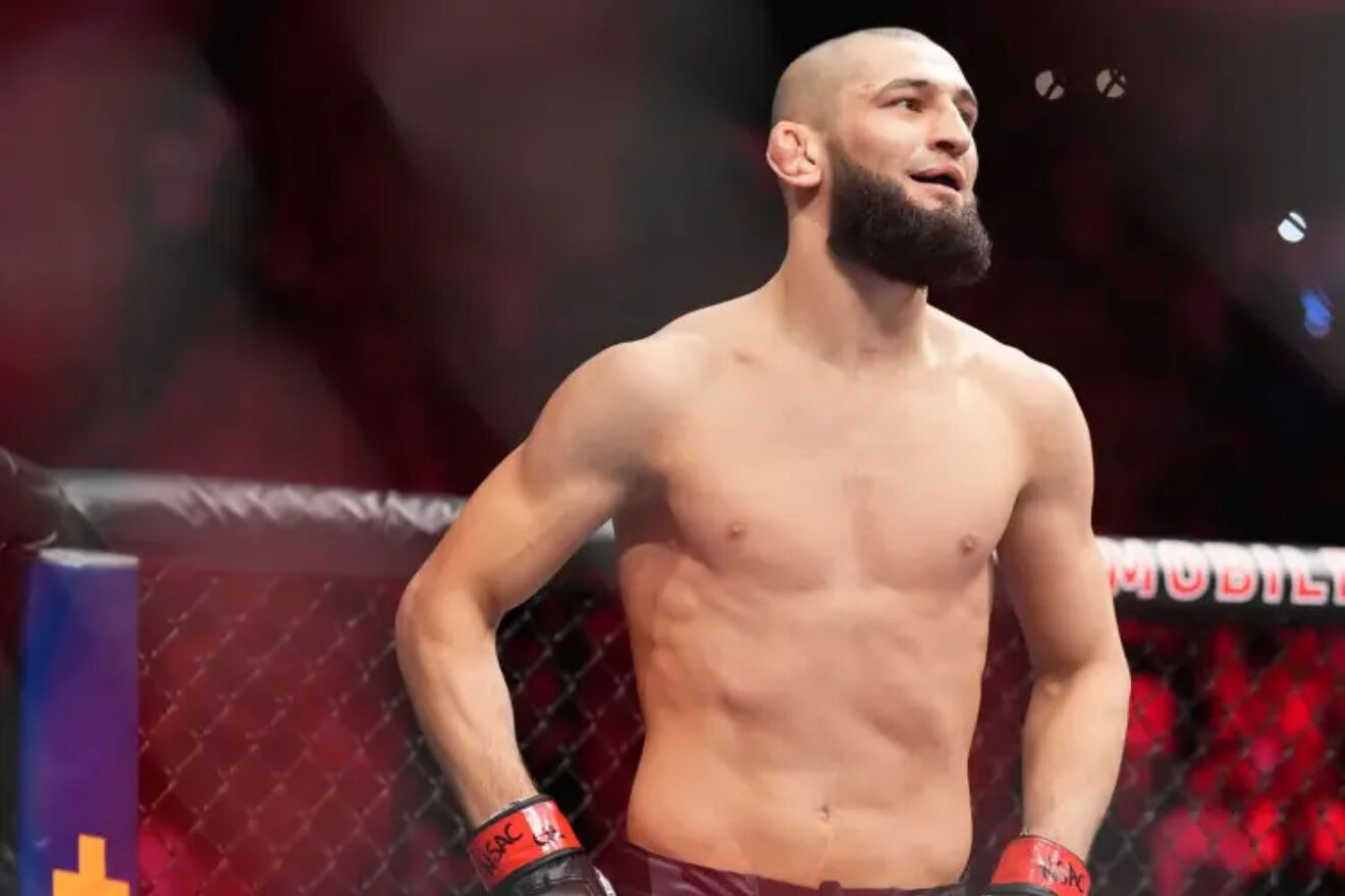 Khamzat Chimaev during a fight in the UFC.