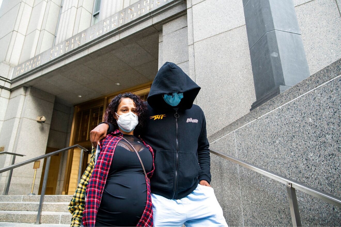 Former NBA basketball player Sebastian Telfair, right, departs...