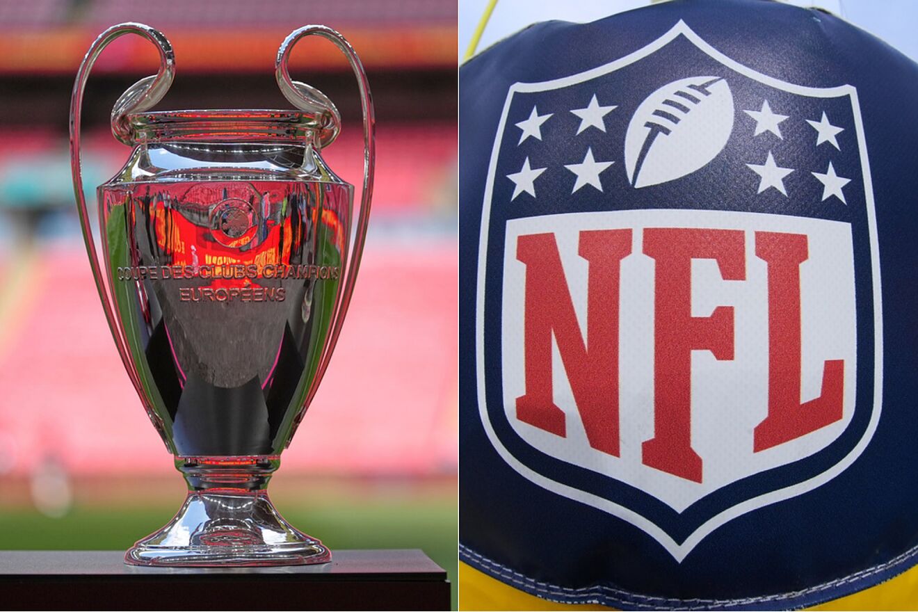 UEFA Champions League trophy & NFL logo