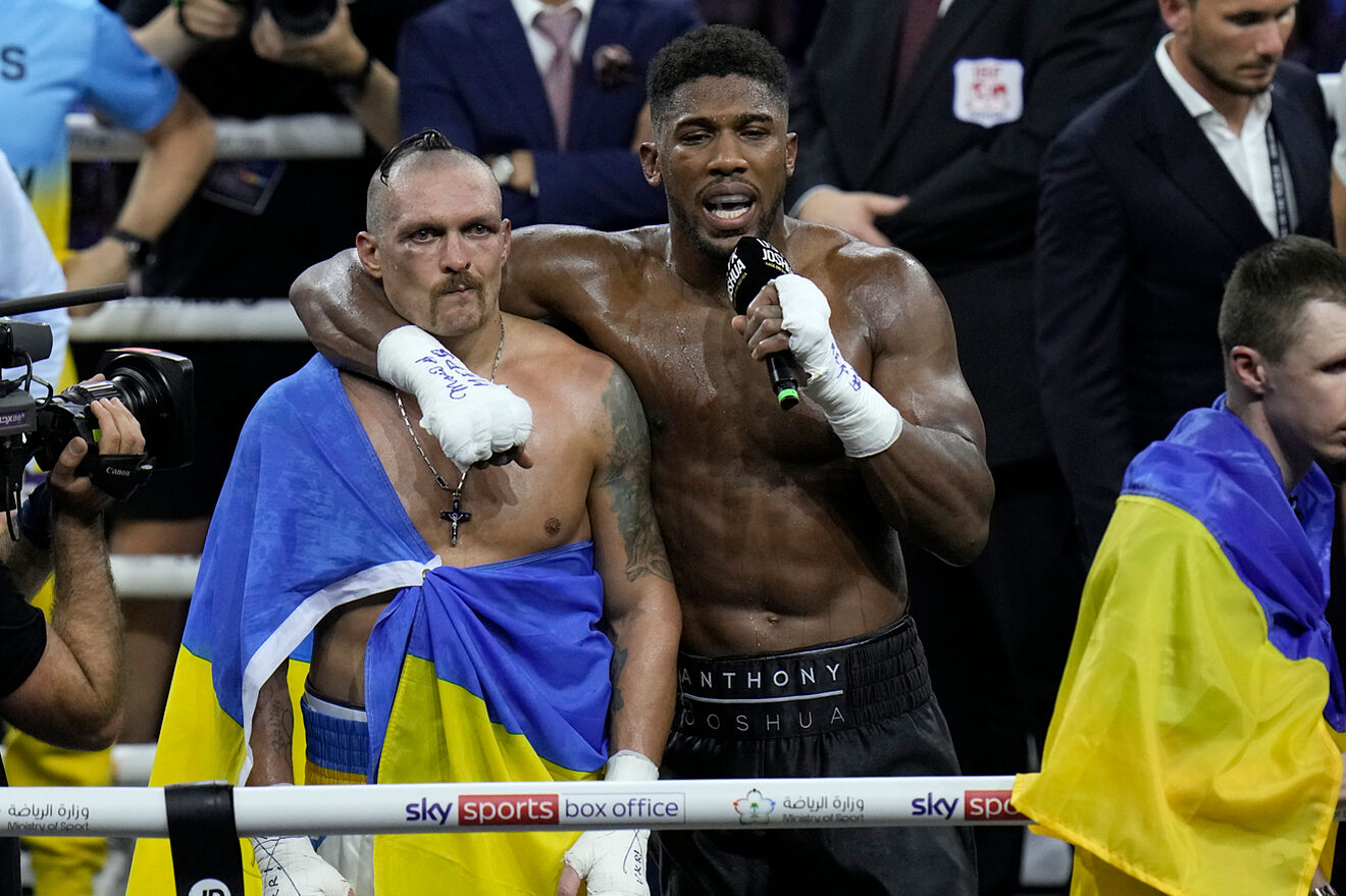 Oleksandr Usyk (left) and Anthony Joshua (right) set aside their...