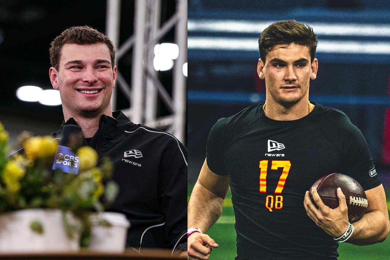 Fernando Mendoza lets Ty Simpson know what he thinks of him during the...