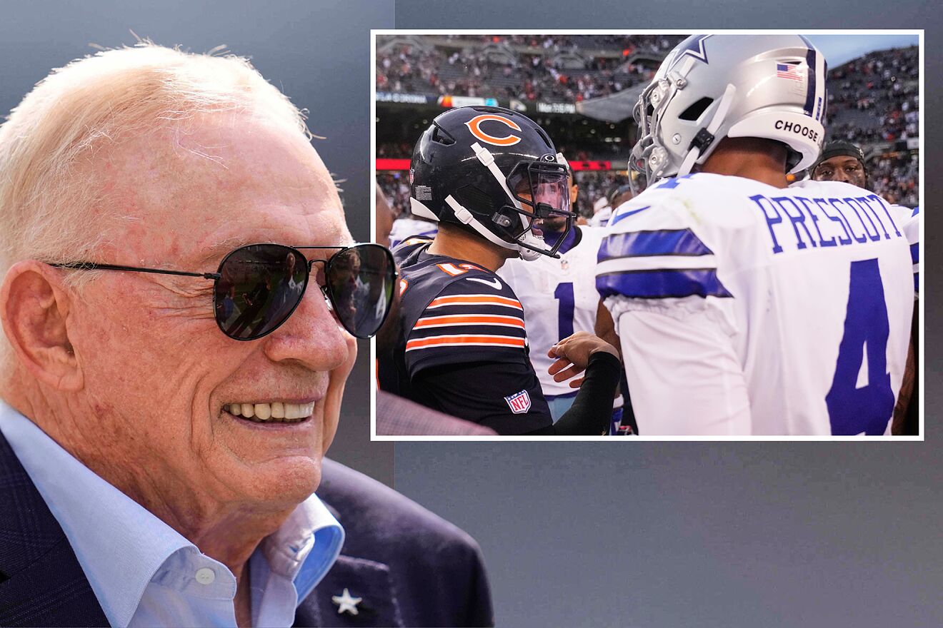 Jerry Jones makes a horrible gesture at Dak Prescott at Soldier Field; things got heated in the Cowboys' loss to the Bears