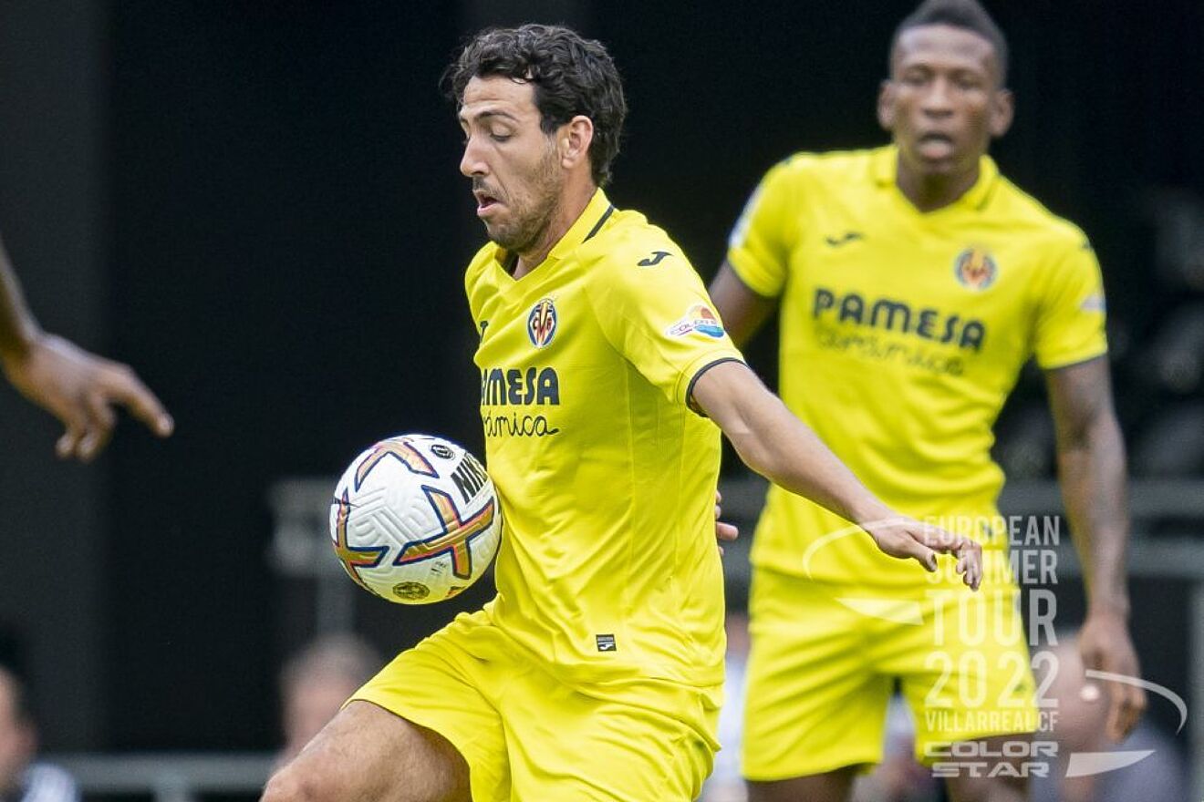 Parejo, autor del gol groguet, durante el partido de hoy ante el...