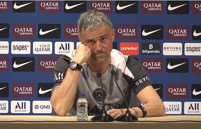 Luis Enrique, durante la rueda de prensa de hoy.