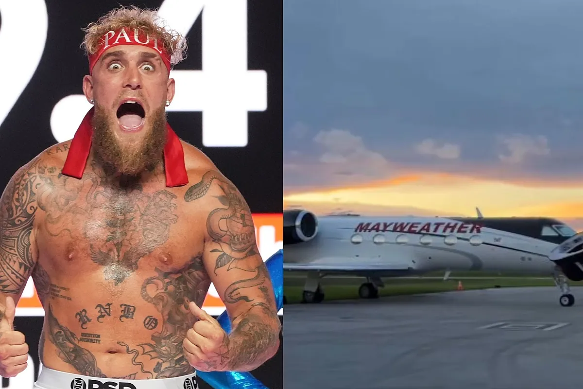 Jake Paul humiliates Floyd Mayweather with a visual knockout by comparing private jets in the hangar