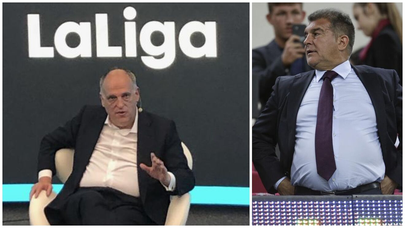 Un montaje con una imagen de Tebas y otra de Laporta.