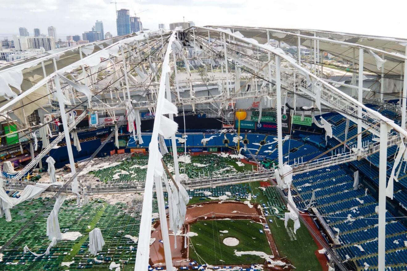 This is what Tropicana Field looked like after the hurricane.