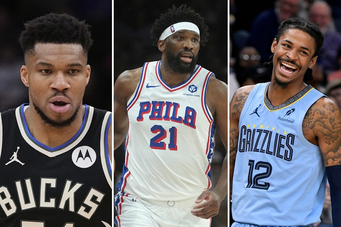 Giannis antetokounmpo, Joel Embiid and Ja Morant