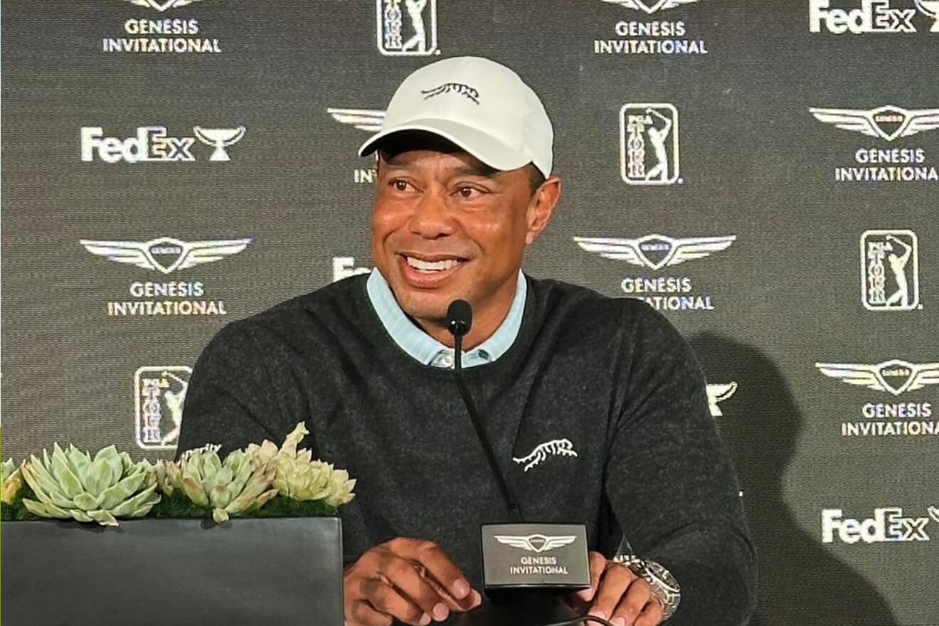 Tiger Woods speaking to media