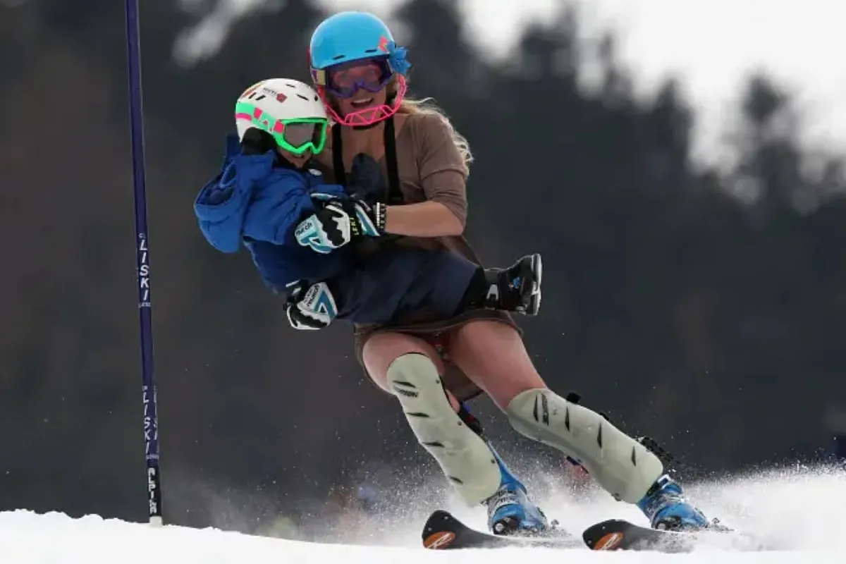 A mother and son compete together for the first time at a Winter Games
