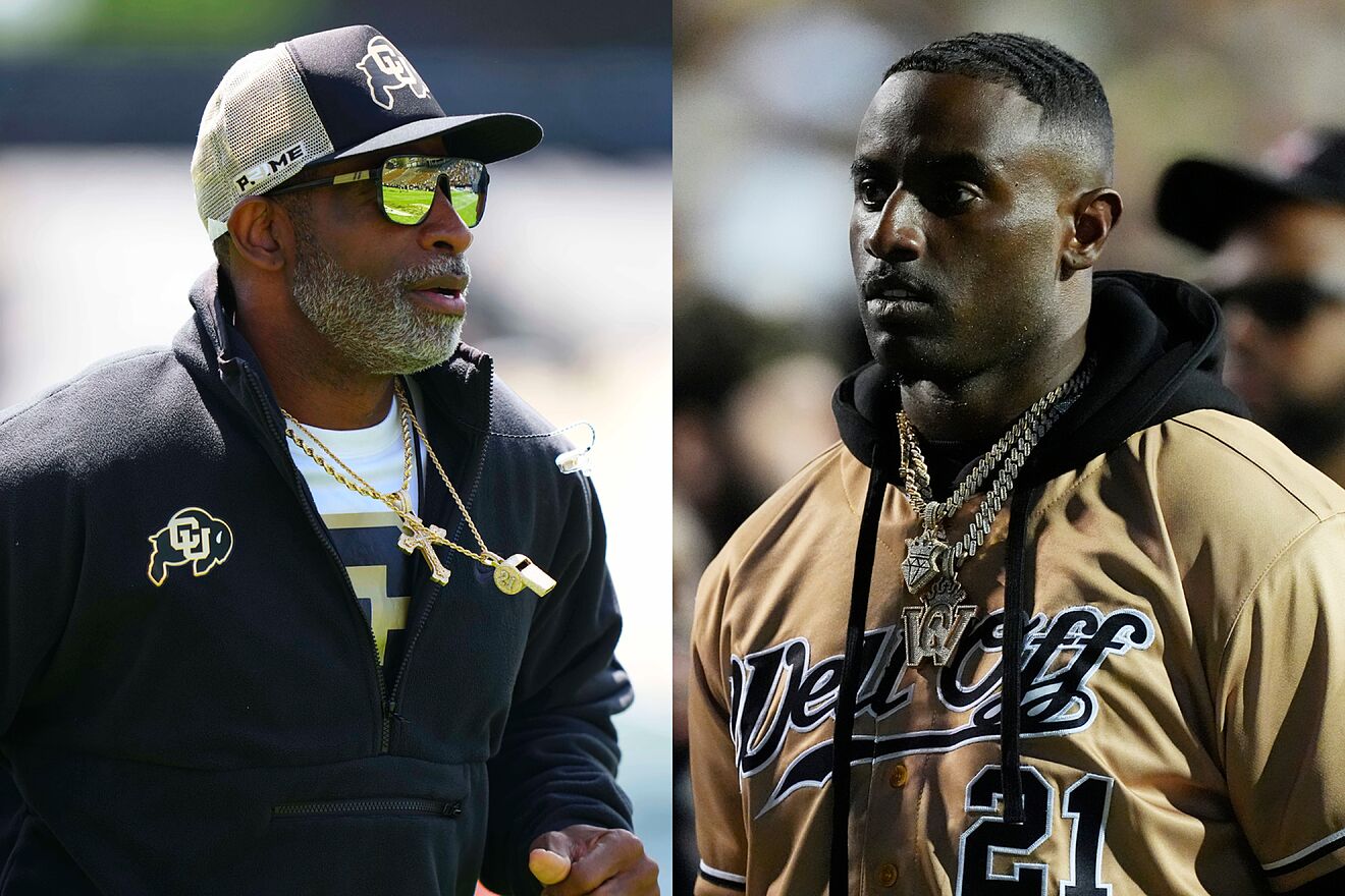 Deion Sanders (left) and Deion Sanders Jr. (right) have a strong...