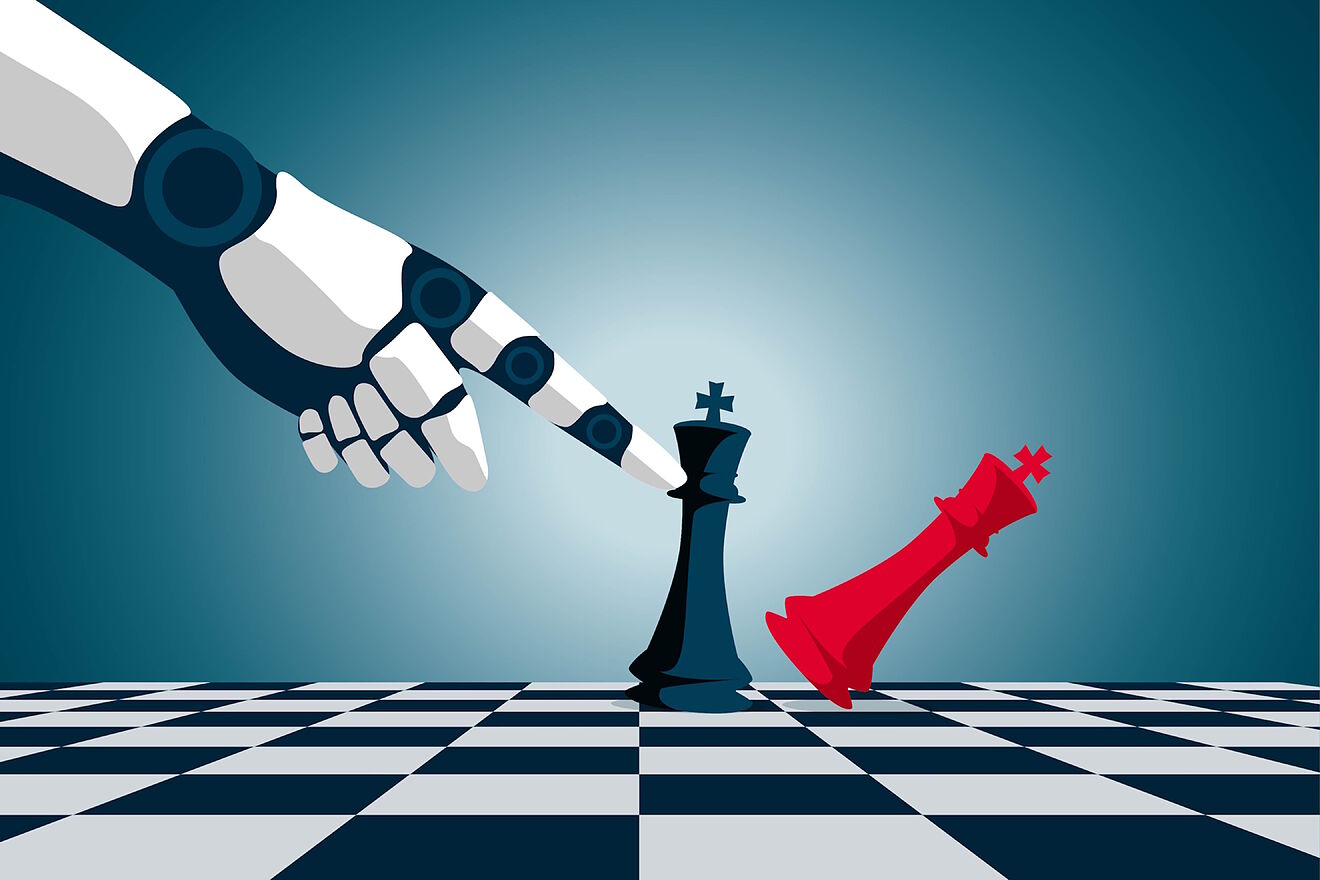 Illustration of an AI playing chess.