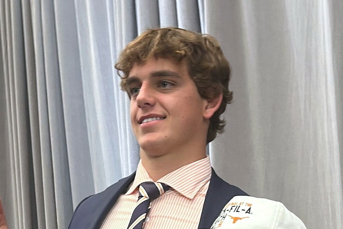 Texas quarterback Arch Manning at SEC Media Days in Atlanta, Ga.,...