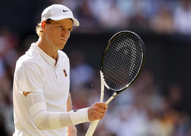 Jannik Sinner, en un momento de la final ante Alcaraz en Wimbledon.