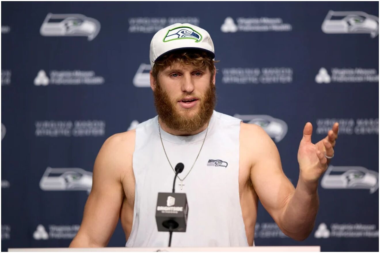Seattle Seahawks wide receiver Cooper Kupp during a news conference at...